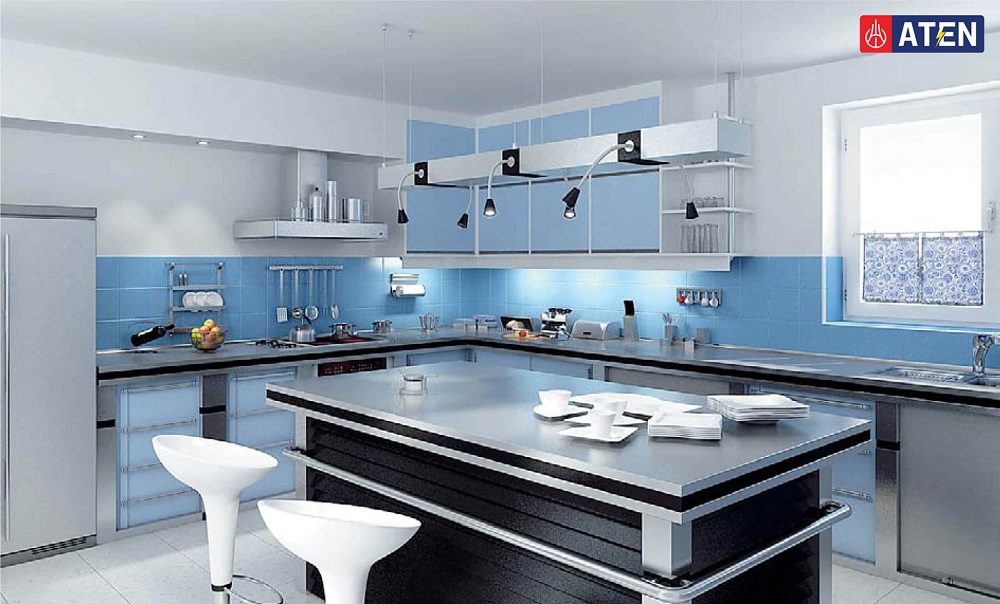 Màu xanh chong phòng bếp